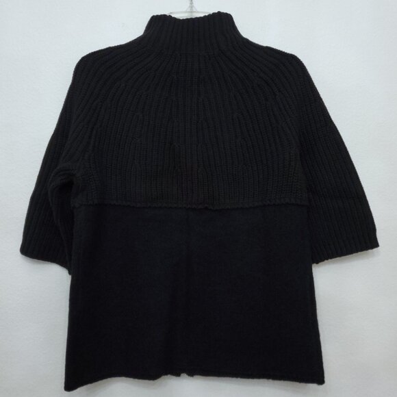 Chico's Rib Mix FiFi Cardigan Sweater Full Zip Black Wool Blend Size O Small - Picture 7 of 14